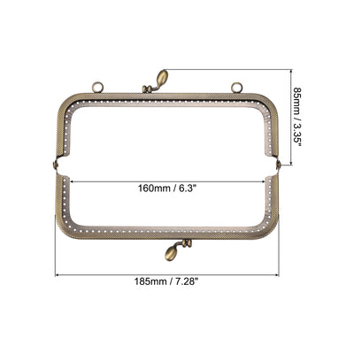 Harfington Uxcell Metal Purse Frames, 7.28" 4Pcs Kiss Lock Clasp Frame for Coin Bag DIY, Bronze