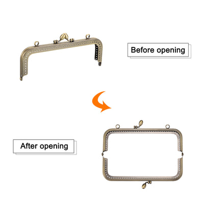 Harfington Uxcell Metal Purse Frames, 7.28" 4Pcs Kiss Lock Clasp Frame for Coin Bag DIY, Bronze