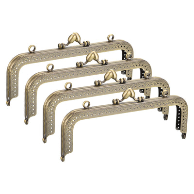 Harfington Uxcell Metal Purse Frames, 7.28" 4Pcs Kiss Lock Clasp Frame for Coin Bag DIY, Bronze