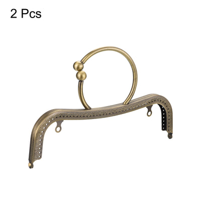 Harfington Uxcell Metal Purse Frames, 8.66" 2Pcs Kiss Lock Clasp Frame for Coin Bags DIY, Bronze