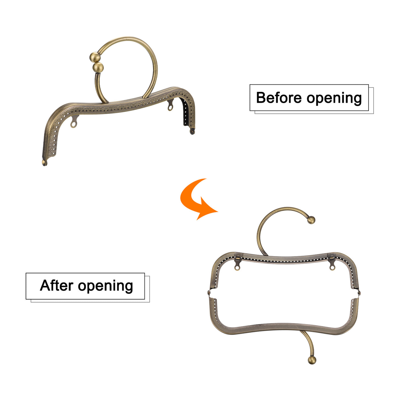 uxcell Uxcell Metal Purse Frames, 8.66" 2Pcs Kiss Lock Clasp Frame for Coin Bags DIY, Bronze