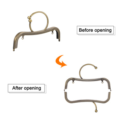 Harfington Uxcell Metal Purse Frames, 8.66" 4Pcs Kiss Lock Clasp Frame for Coin Bags DIY, Bronze