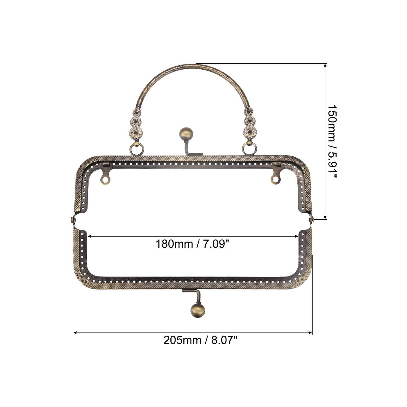 uxcell Uxcell Metal Purse Frames, 8.07" 2Pcs Kiss Lock Clasp Frame for Coin Bag DIY, Bronze