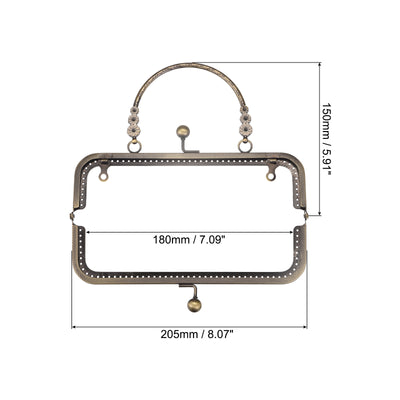 Harfington Uxcell Metal Purse Frames, 8.07" 2Pcs Kiss Lock Clasp Frame for Coin Bag DIY, Bronze