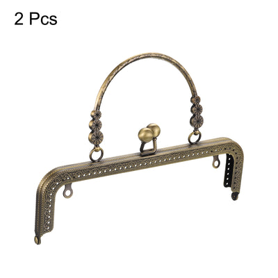 Harfington Uxcell Metal Purse Frames, 8.07" 2Pcs Kiss Lock Clasp Frame for Coin Bag DIY, Bronze