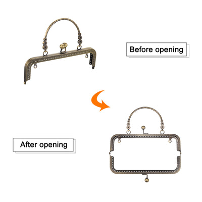 Harfington Uxcell Metal Purse Frames, 8.07" 2Pcs Kiss Lock Clasp Frame for Coin Bag DIY, Bronze