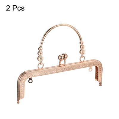 Harfington Uxcell Metal Purse Frames, 8.07" 2Pcs Kiss Lock Clasp Frame for Coin Bag DIY, Gold