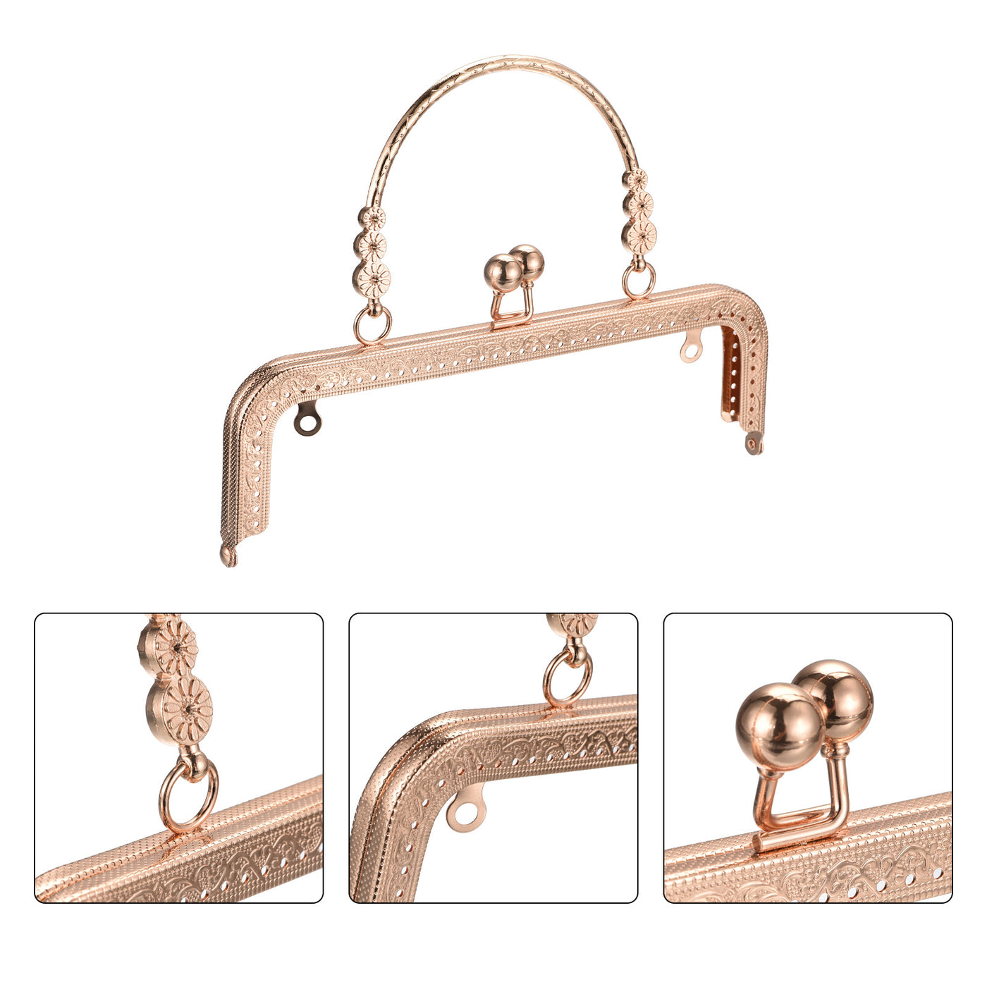 uxcell Uxcell Metal Purse Frames, 8.07" 2Pcs Kiss Lock Clasp Frame for Coin Bag DIY, Gold