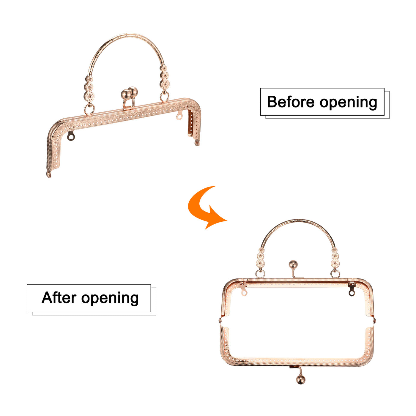 uxcell Uxcell Metal Purse Frames, 8.07" 2Pcs Kiss Lock Clasp Frame for Coin Bag DIY, Gold