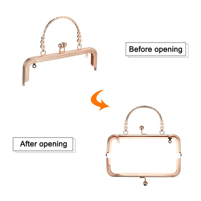 Harfington Uxcell Metal Purse Frames, 8.07" 2Pcs Kiss Lock Clasp Frame for Coin Bag DIY, Gold