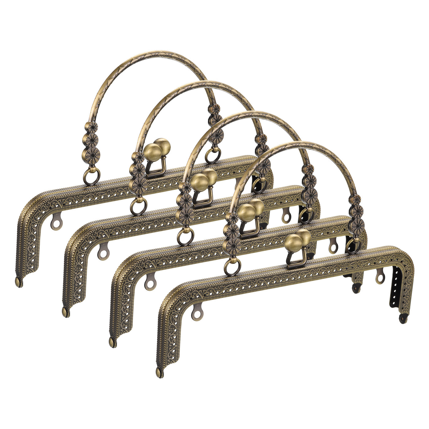 uxcell Uxcell Metal Purse Frames, 8.07" 4Pcs Kiss Lock Clasp Frame for Coin Bag DIY, Bronze