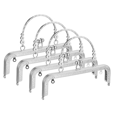 Harfington Uxcell Metal Purse Frames, 8.07" 4Pcs Kiss Lock Clasp Frame for Coin Bag DIY, Silver