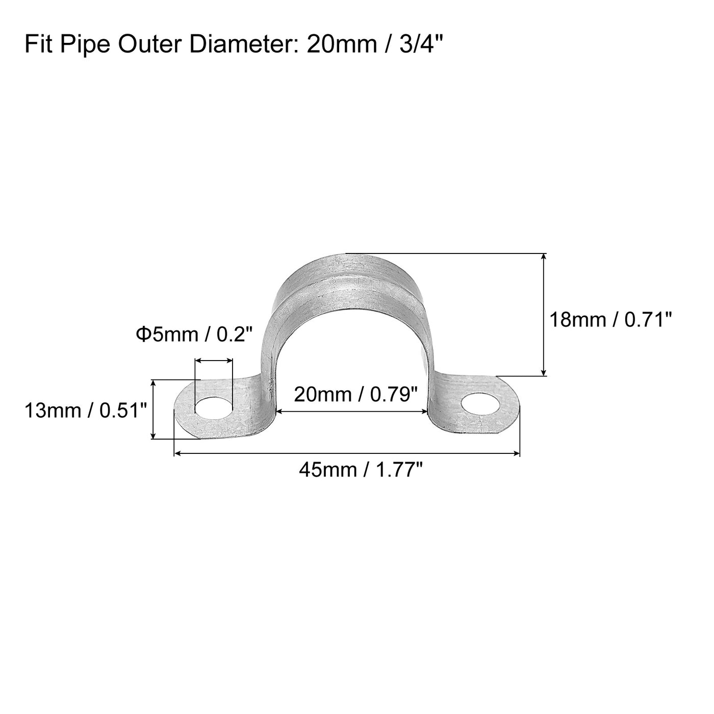 uxcell Uxcell Rigid Pipe Strap 16pcs 3/4" (20mm) Carbon Steel U Bracket Tension Tube Clamp