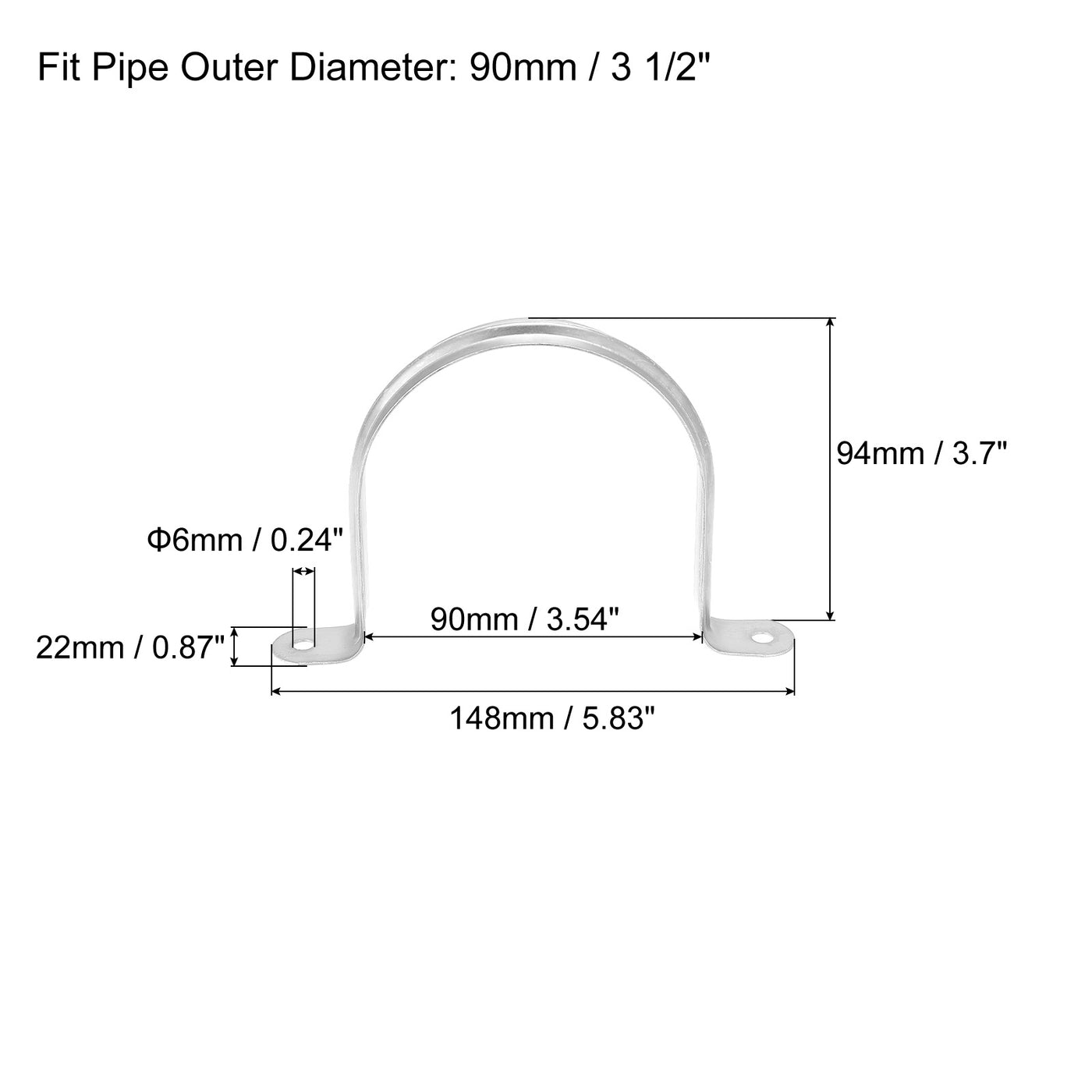 uxcell Uxcell Rigid Pipe Strap 16pcs 3 1/2" (90mm) Carbon Steel U Bracket Tension Tube Clamp