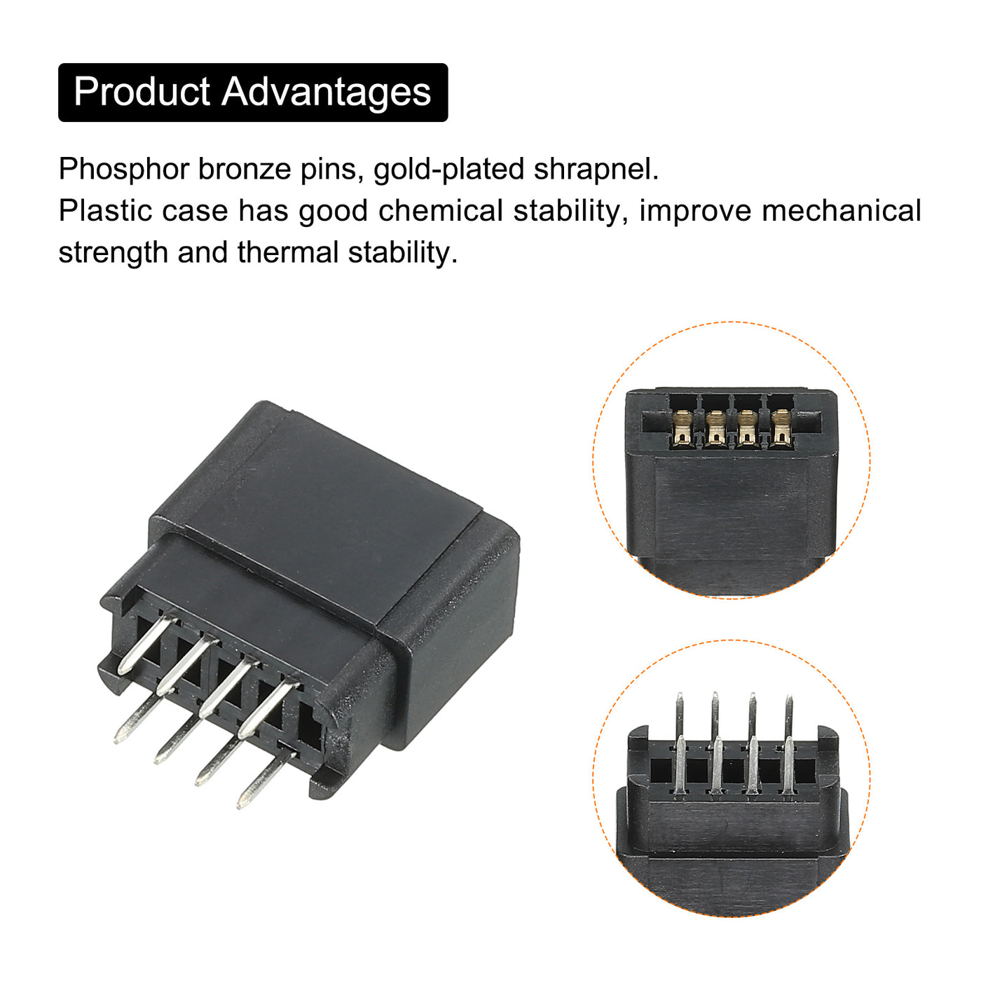 Harfington Card Edge Connector Black Socket Straight Connection 8 Pin 2.54mm Pitch for PCB Circuit Board, Game Console, Pack of 5