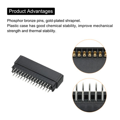 Harfington Card Edge Connector Black Socket Straight Connection 30 Pin 2.54mm Pitch for PCB Circuit Board, Game Console, Pack of 5