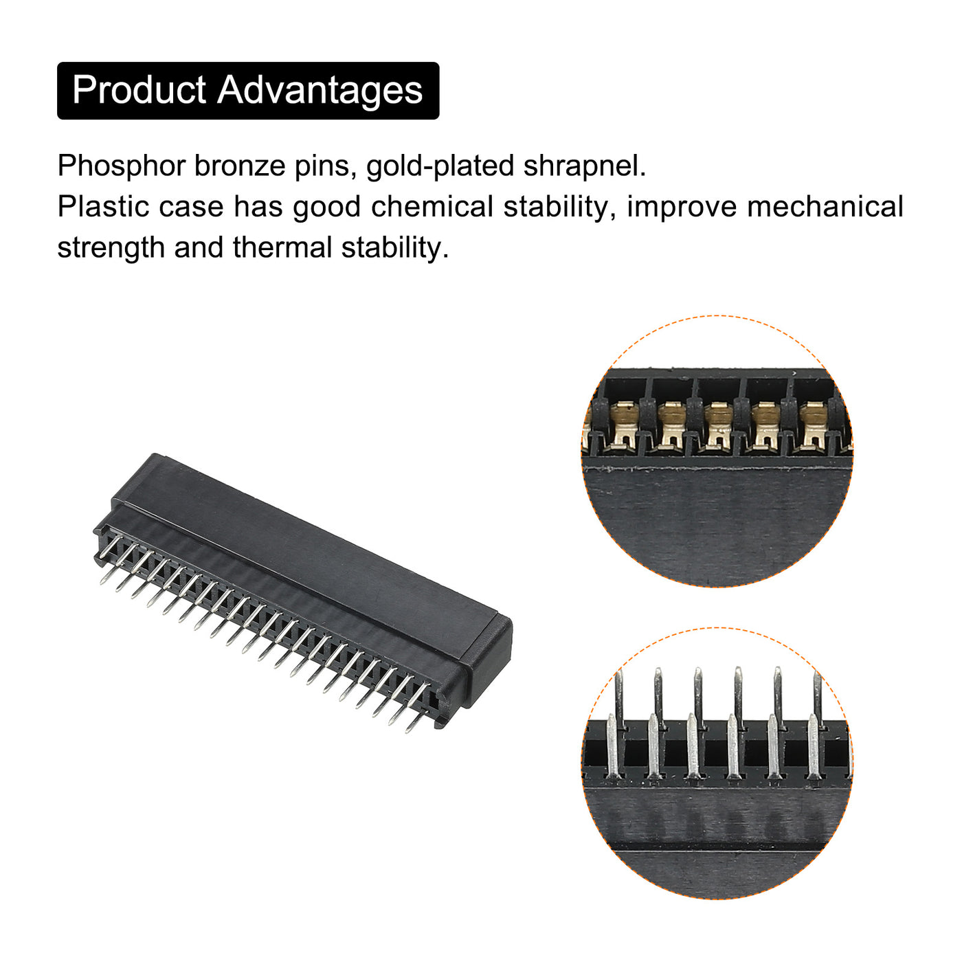 Harfington Card Edge Connector Black Socket Straight Connection 40 Pin 2.54mm Pitch for PCB Circuit Board, Game Console