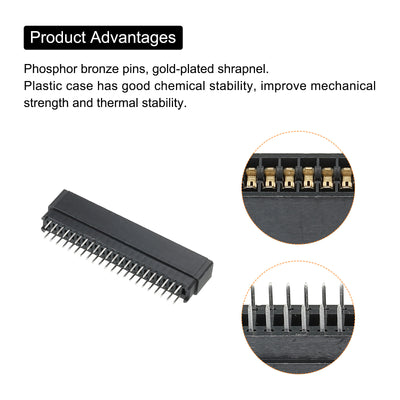 Harfington Card Edge Connector Black Socket Straight Connection 44 Pin 2.54mm Pitch for PCB Circuit Board, Game Console