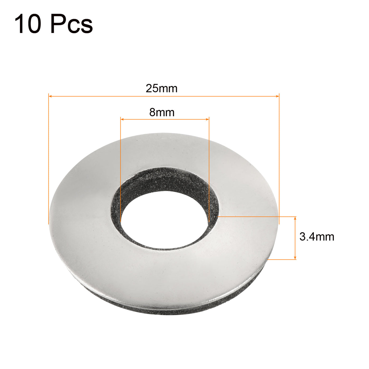 Harfington Bonded Sealing Washers M8 25x8x3.4mm Carbon Steel Nitrile Rubber Gasket, Pack of 10