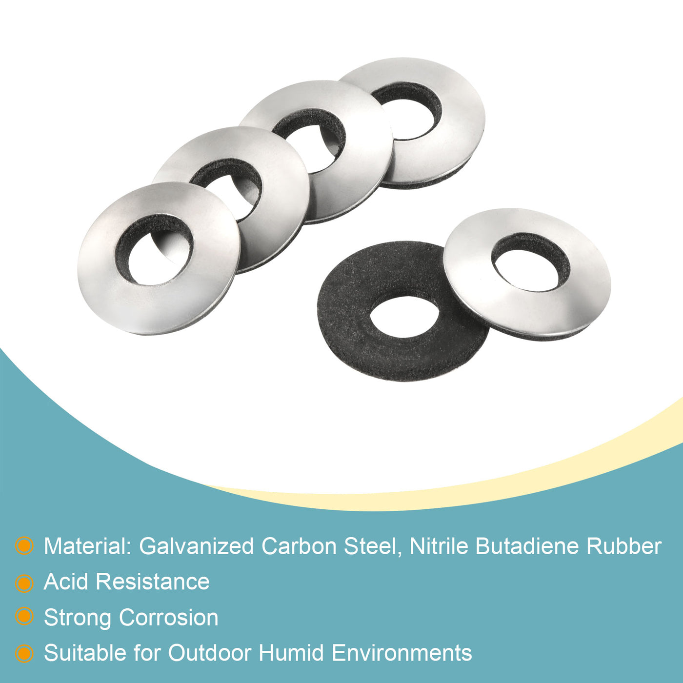 Harfington Bonded Sealing Washers M8 25x8x3.4mm Carbon Steel Nitrile Rubber Gasket, Pack of 20