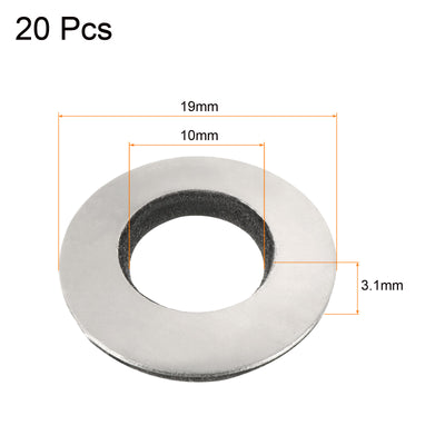 Harfington Bonded Sealing Washers M10 19x10x3.1mm Carbon Steel Nitrile Rubber Gasket, Pack of 20