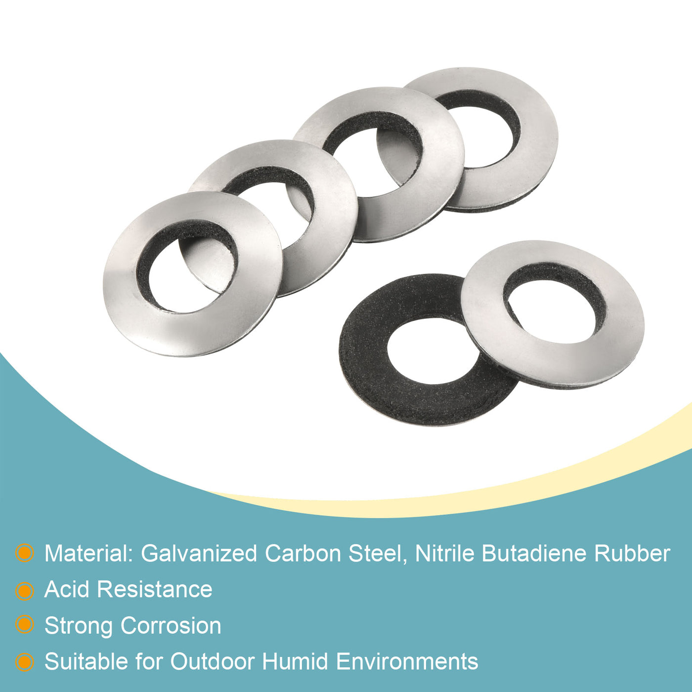 Harfington Bonded Sealing Washers M10 19x10x3.1mm Carbon Steel Nitrile Rubber Gasket, Pack of 20