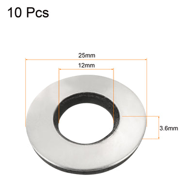 Harfington Bonded Sealing Washers M12 25x12x3.6mm Carbon Steel Nitrile Rubber Gasket, Pack of 10