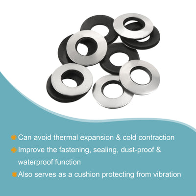 Harfington Bonded Sealing Washers M12 25x12x3.6mm Carbon Steel Nitrile Rubber Gasket, Pack of 10