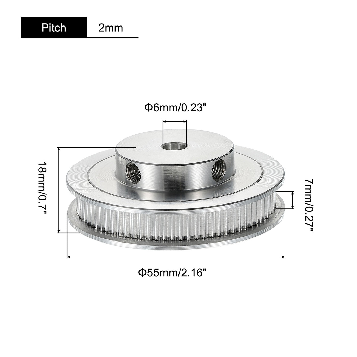 Harfington 80 Teeth 6mm Bore Timing Pulley, Aluminium Synchronous Wheel Silver with M5 Screw for 3D Printer Belt, CNC Machine