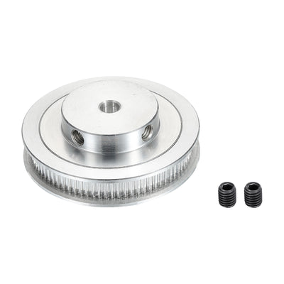 Harfington 80 Teeth 6mm Bore Timing Pulley, Aluminium Synchronous Wheel Silver with M5 Screw for 3D Printer Belt, CNC Machine