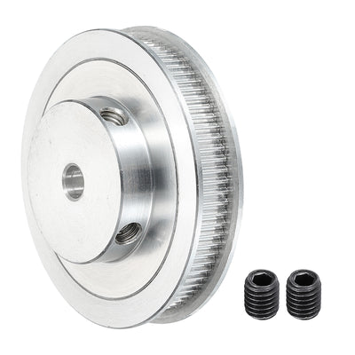 Harfington 80 Teeth 6mm Bore Timing Pulley, Aluminium Synchronous Wheel Silver with M5 Screw for 3D Printer Belt, CNC Machine