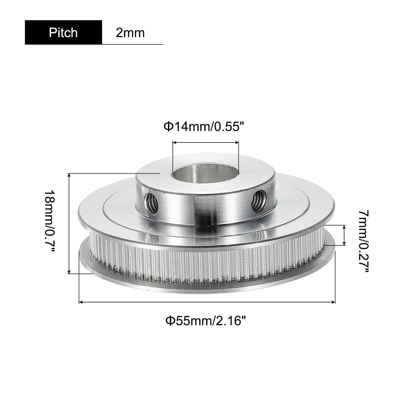 Harfington 80 Teeth 14mm Bore Timing Pulley, Aluminium Synchronous Wheel Silver with M5 Screw for 3D Printer Belt, CNC Machine