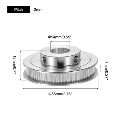 Harfington 80 Teeth 14mm Bore Timing Pulley, Aluminium Synchronous Wheel Silver with M5 Screw for 3D Printer Belt, CNC Machine