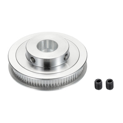 Harfington 80 Teeth 14mm Bore Timing Pulley, Aluminium Synchronous Wheel Silver with M5 Screw for 3D Printer Belt, CNC Machine