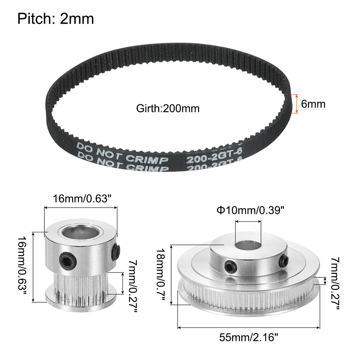 Harfington Timing Pulley 20&80 Teeth 8mm&10mm Bore Synchronous Wheel with Belt and Wrench for 3D Printer, CNC Machine