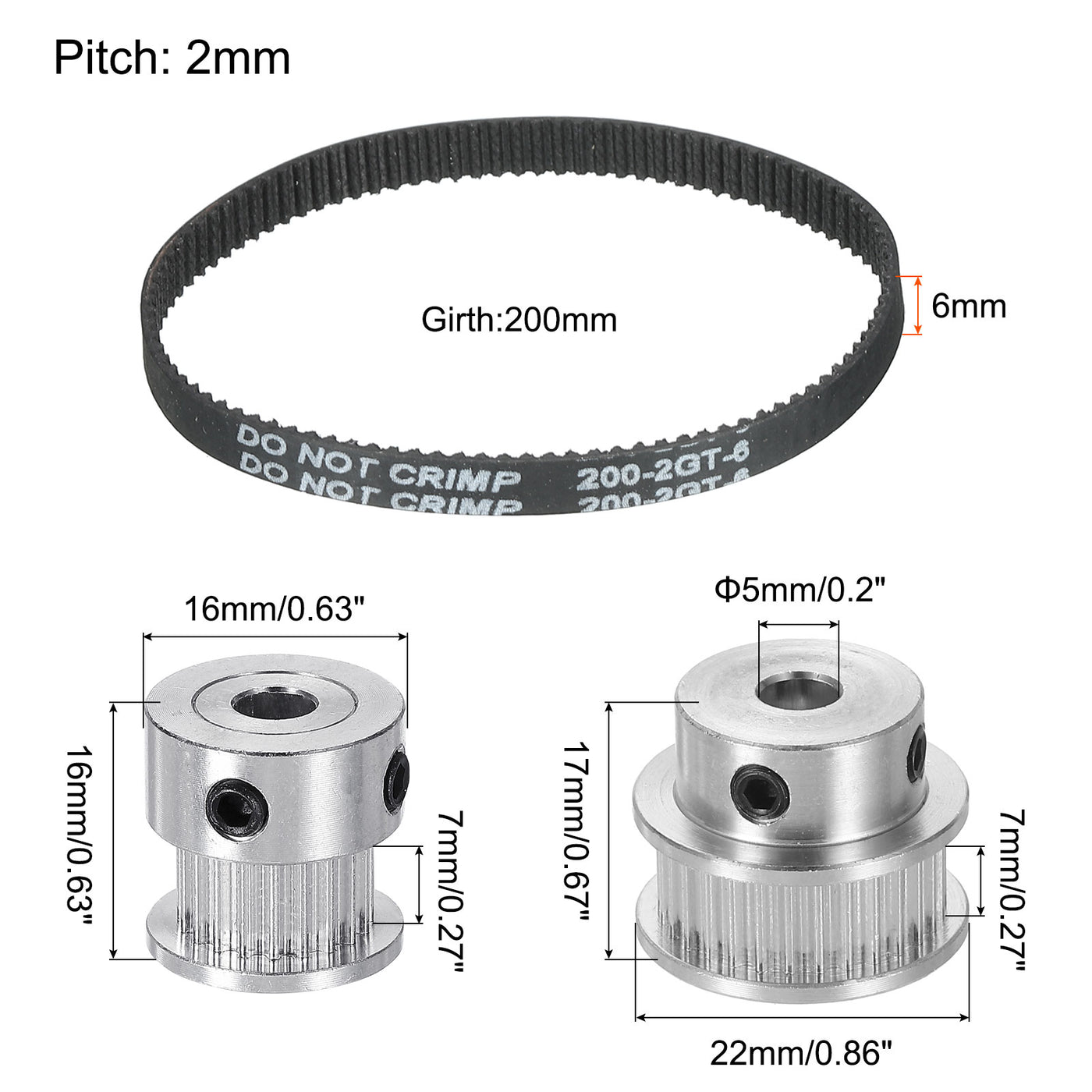 Harfington Timing Pulley 20&30 Teeth 5mm Bore Synchronous Wheel with Belt and Wrench for 3D Printer, CNC Machine, 1 Set