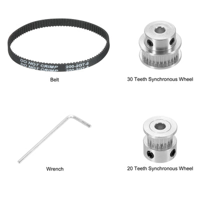 Harfington Timing Pulley 20&30 Teeth 5mm Bore Synchronous Wheel with Belt and Wrench for 3D Printer, CNC Machine, 1 Set