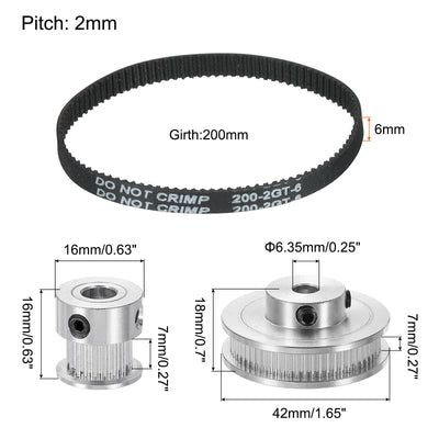 Harfington Timing Pulley 20&60 Teeth 6.35mm Bore Synchronous Wheel with Belt and Wrench for 3D Printer, CNC Machine, 1 Set