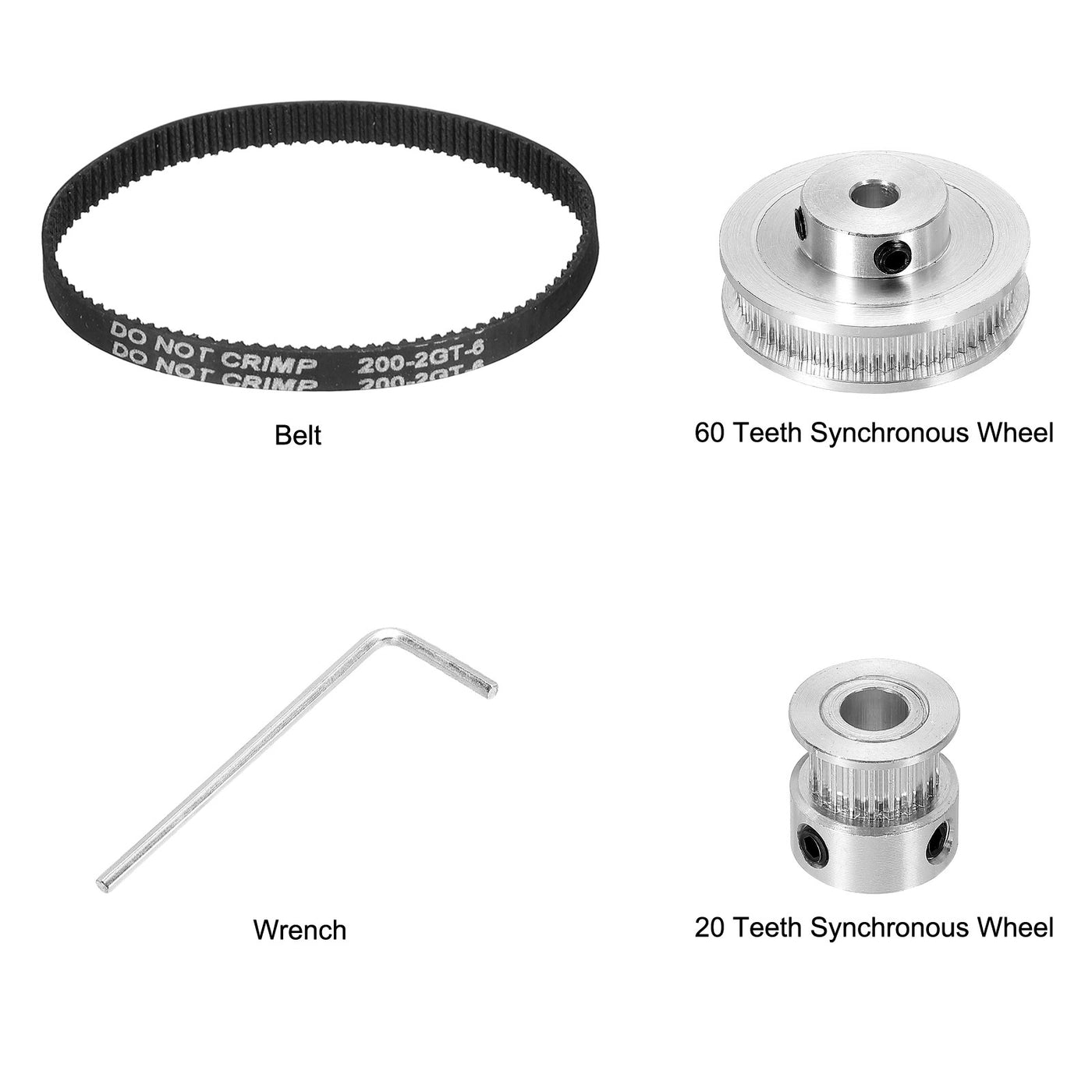 Harfington Timing Pulley 20&60 Teeth 6.35mm Bore Synchronous Wheel with Belt and Wrench for 3D Printer, CNC Machine, 1 Set