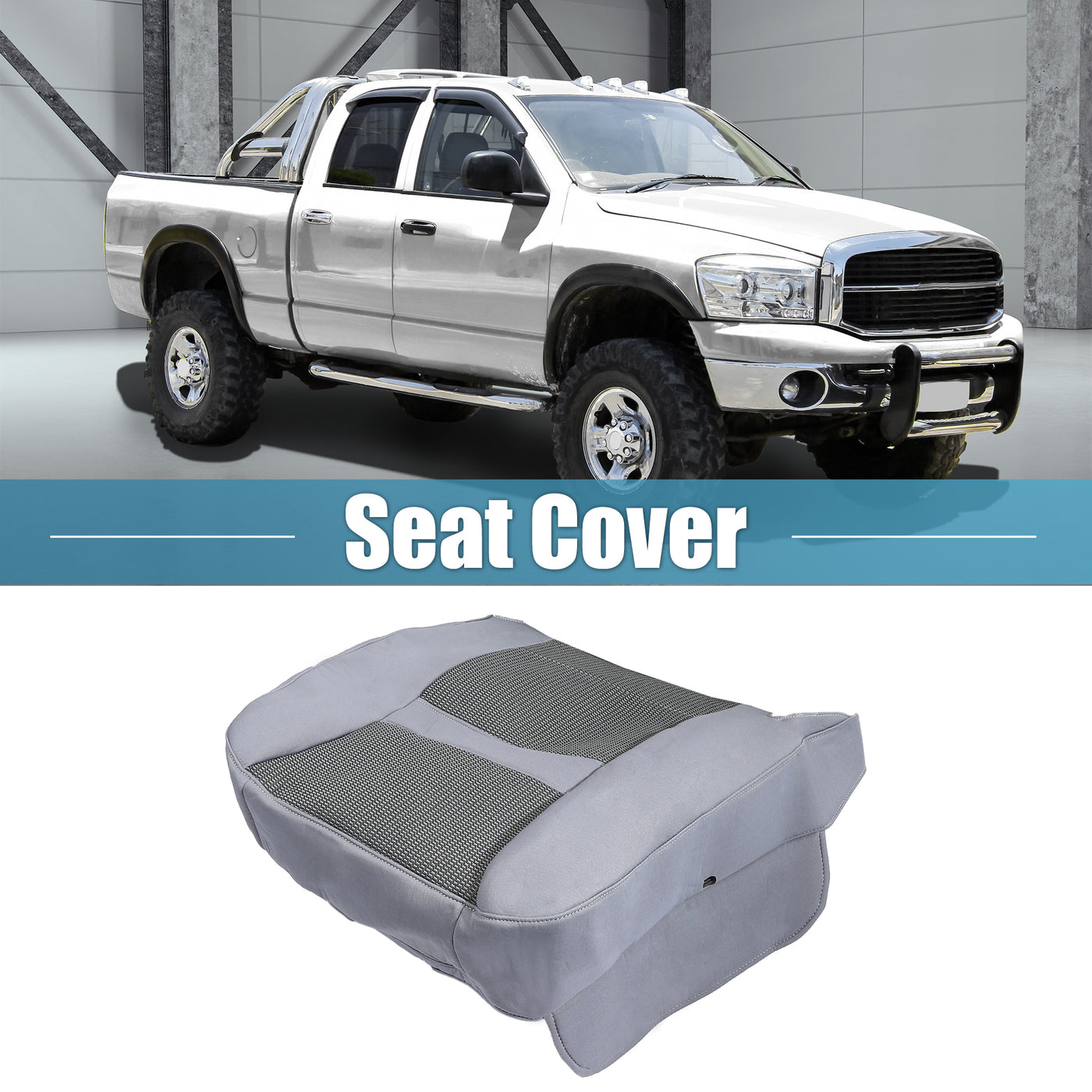 X AUTOHAUX Grey Driver Side Bottom Cloth Seat Cover for Dodge for Ram 1500 2006-2008 for Dodge for Ram 2500 3500 2006-2009 Driver Seat Cushion