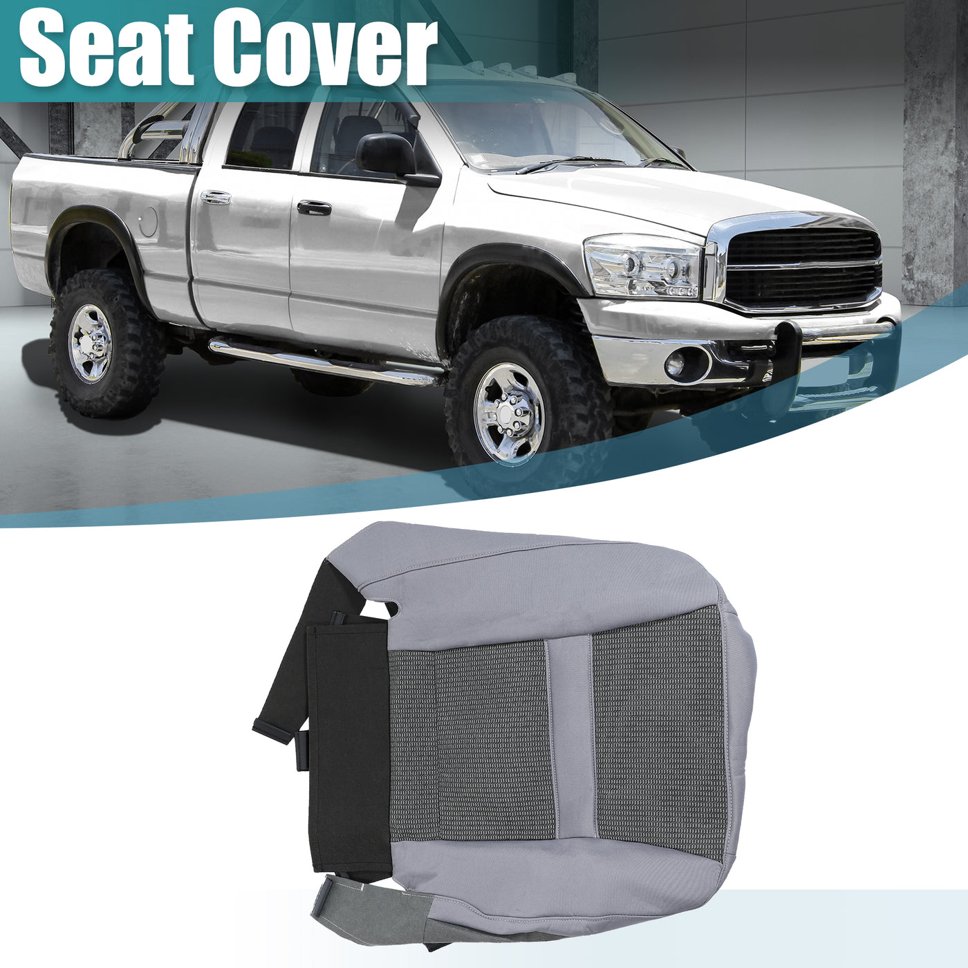 X AUTOHAUX Grey Driver Side Bottom Cloth Seat Cover for Dodge for Ram 1500 2006-2008 for Dodge for Ram 2500 3500 2006-2009 Driver Seat Cushion