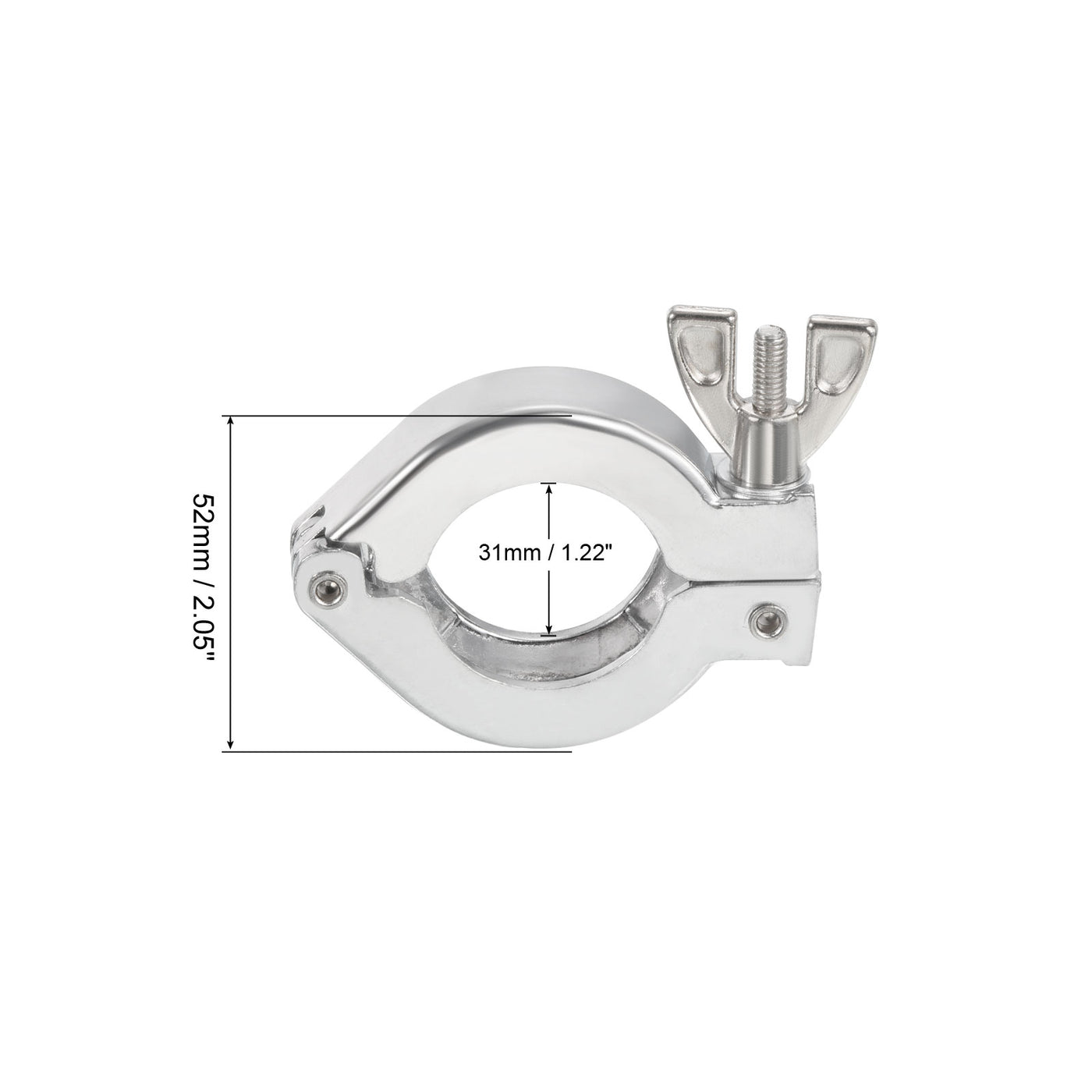 Harfington KF-25 Vacuum Clamp, 2 Pack Hose Clamp with Wing Nut for Ferrule, Silver