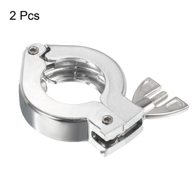 Harfington KF-25 Vacuum Clamp, 2 Pack Hose Clamp with Wing Nut for Ferrule, Silver