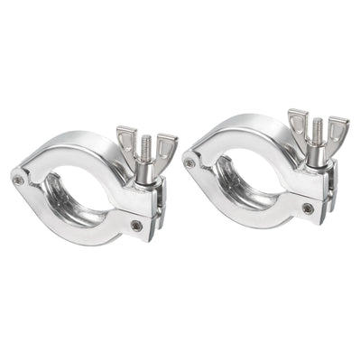 Harfington KF-25 Vacuum Clamp, 2 Pack Hose Clamp with Wing Nut for Ferrule, Silver