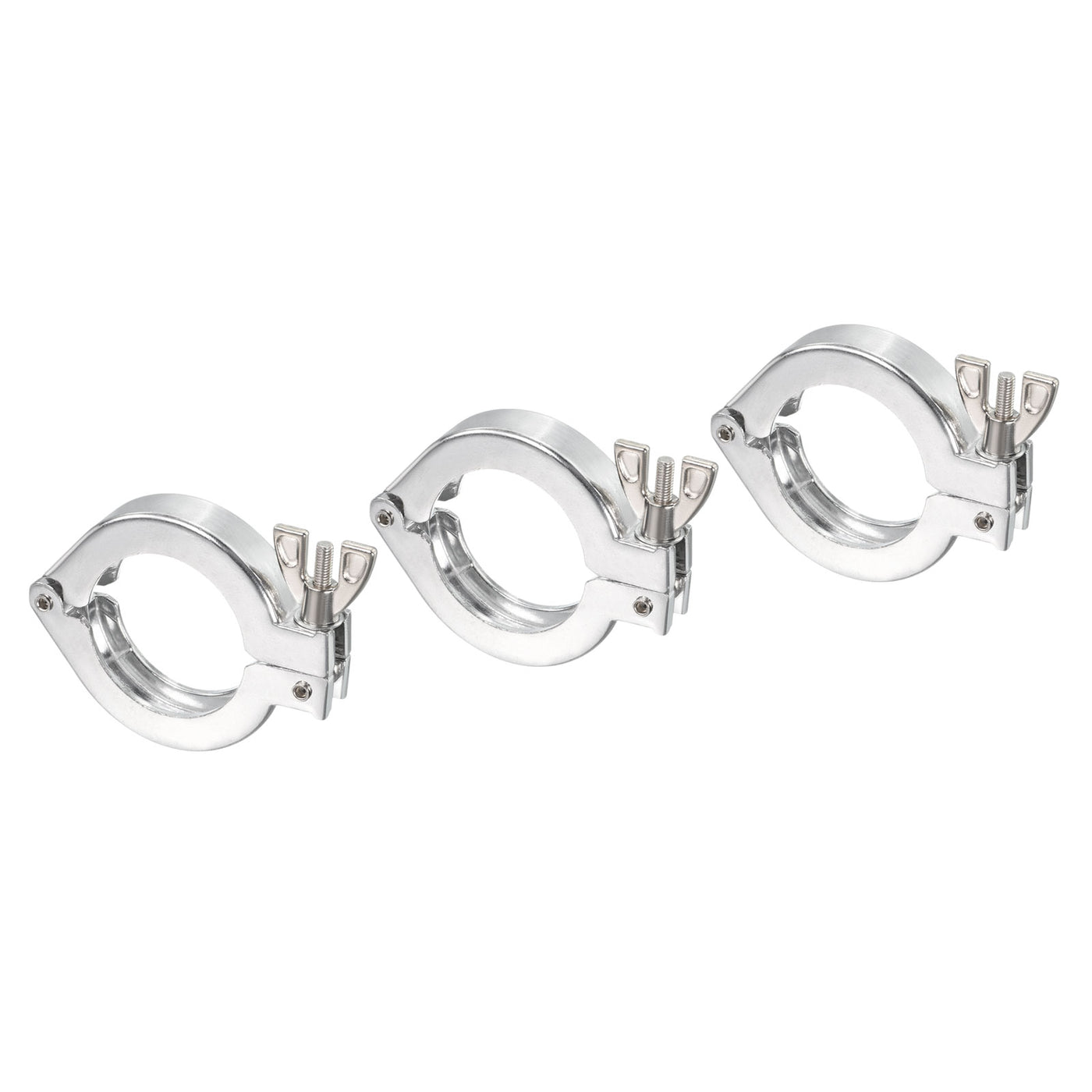 Harfington KF-40 Vacuum Clamp, 3 Pack Hose Clamp with Wing Nut for Ferrule, Silver