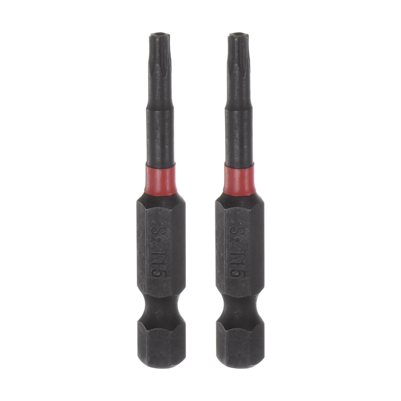 Harfington 2pcs T15 Magnetic Security Impact Torx Screwdriver Bit 1/4" Hex Shank 2" Length