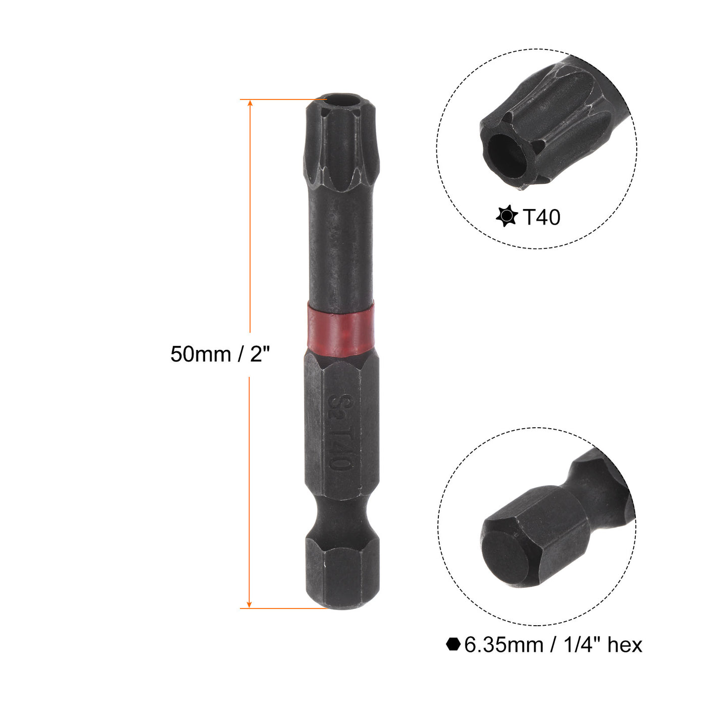 Harfington T40 Stoßfester Bewertet Torx Bit 1/4" Sechskantschaft 2" Länge Magnetisch Sicherheit Stern Schraubenzieher Elektrowerkzeug