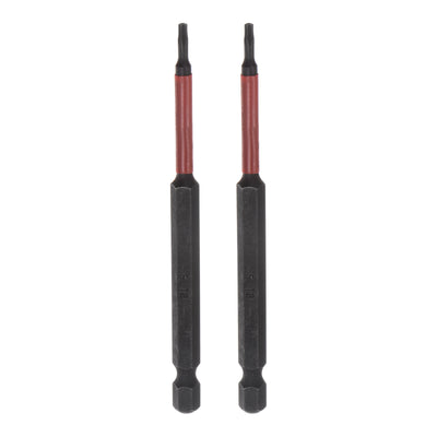 Harfington 2pcs T8 Magnetic Security Impact Torx Screwdriver Bit 1/4" Hex Shank 4" Length