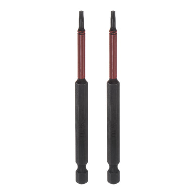 Harfington 2pcs T10 Magnetic Security Impact Torx Screwdriver Bit 1/4" Hex Shank 4" Length