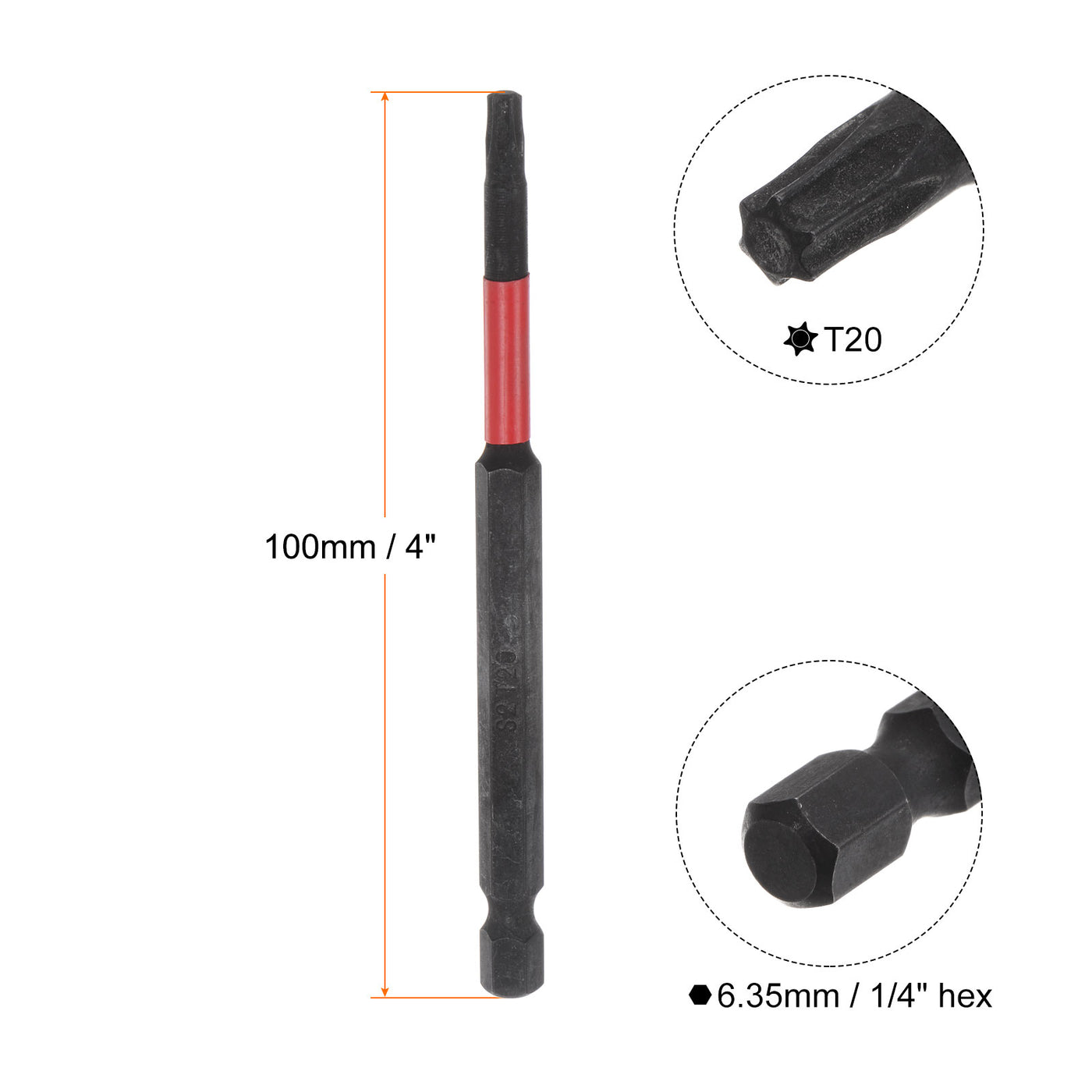 Harfington T20 Stoßfester Bewertet Torx Bit 1/4" Sechskantschaft 4" Länge Magnetisch Sicherheit Stern Schraubenzieher Elektrowerkzeug